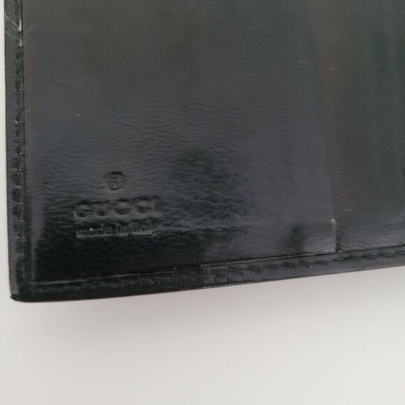 GUCCI Turnlock Leather Card Bill Wallet Medium Monogram Tifold Black Unisex - Picture 4 of 14